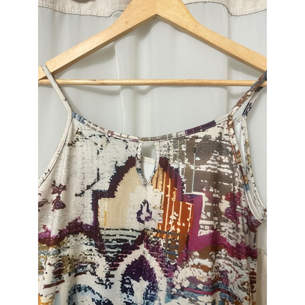 Boho Abstract Print Harem Jumpsuit Sleeveless Drop Crotch Pockets Multi-Color - Picture 8 of 10